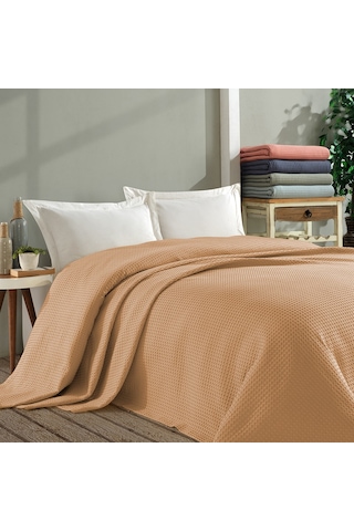 Coté Blanc %100 Pamuk Çift Kişilik Waffle Pike Örtü Turuncu