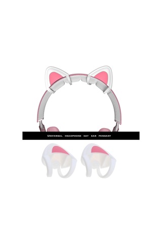 Beyaz - Canlı Video Oyunu Kulaklığı İçin Sevimli Ayarlanabilir Dekoratif Kayışlı 1 Çift Kedi Şekilli Silikon Kulaklık