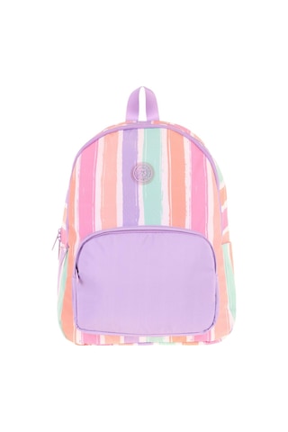 Kaukko Rainbow Kız Çocuk Üç Bölmeli İlkokul Ve Ortaokul Çantası - Mor Çok Renkli Çizgili - K1801 Pembe - Mor