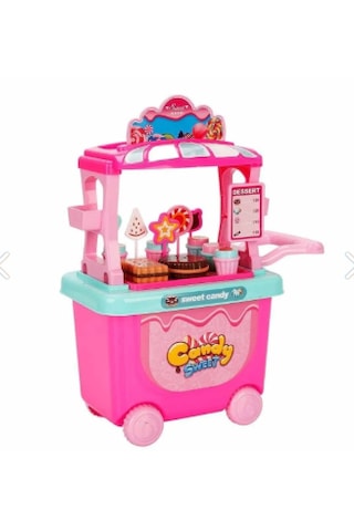 Tekerlekli Şeker Arabalı Dükkan Oyun Seti Sweet Candy Shop Şekerl