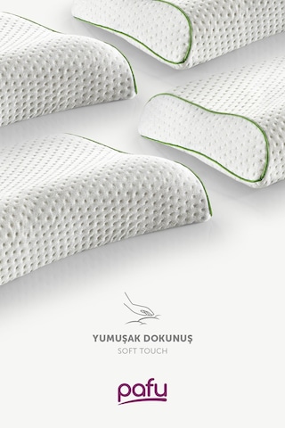 Pafu Visco Çift Boyun Destekli Ortopedik Yastık Beyaz
