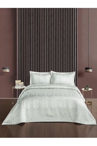 Jakarlı Grena Yatak Örtüsü Seti Yeşil