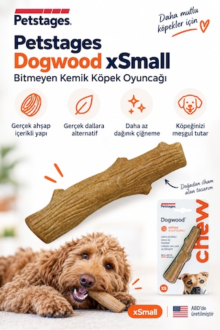 Petstages Dogwood Durable Stick Bitmeyen Kemik Köpek Çiğneme Oyuncağı Xsmall