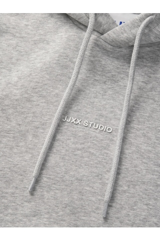 Jack & Jones Kadin Minimal Logo Baskili Kapüsonlu Sweatshirt - Studio - 12280152 Light Grey Melange