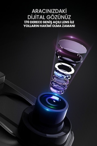 5.5" Ips Ekran Ön Fhd Arka Hd 5mp Tf Kartlı Araç İçi Çift Lens Araç Kamerası