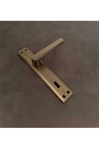 İbiza Mat Antik Sarı Full Zamak Elegant Aynalı Oda Kapı Kolu 1 Takım