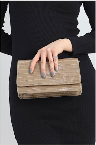 Lovelystore Kroko Desenli 3 Gözlü Günlük Kadın Mini El & Omuz Çantası 24x12 VİZON