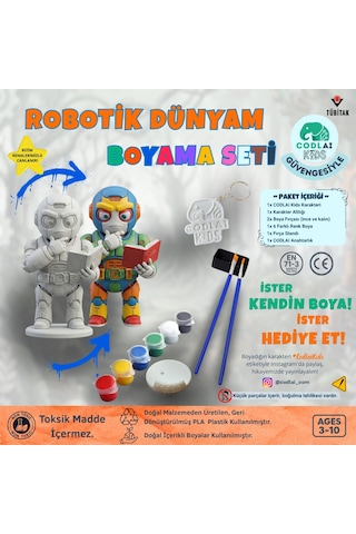 Codlaı Kids Robotik Dünyam 3d Boyama Seti - Çocuklar İçin Eğitici Yaratıcı Oyuncak Boyama Kiti - Bilge Robot