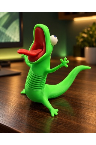 Yaylı Çılgın Kertenkele Figürü 10 Cm, Pla 3d Baskı