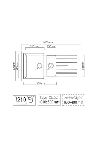 Luxell Lx -1000 Nil Damlalıklı Granit Eviye Beyaz