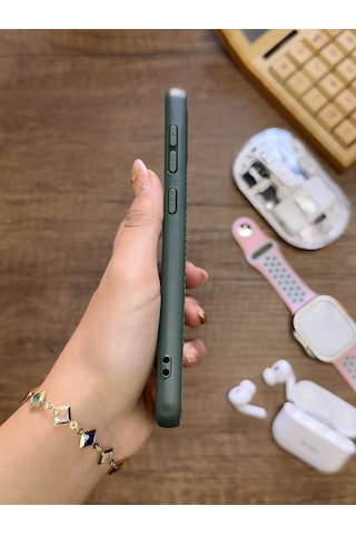 Samsung Galaxy A20 / A30 Uyumlu Premium Deri Dokulu Darbelere Karşı Dayanıklı Nazal Silikon Kılıf Haki