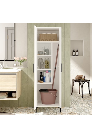 Yurudesign Daisy Çok Amaçlı Dolap, Vileda Banyo Dolabı Beyaz Dy1- Çok Renkli