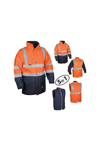 Glp Oxford 5+1 Reflektörlü Içi Çıkmalı Kışlık Parka Mont Turuncu Lacivert Turuncu - Lacivert