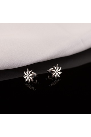 Dkmn Gümüş 925 Ayar Gümüş Kazımalı Yıldız Unisex Sembol Küpe