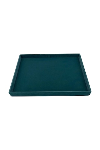 Süet Kumaş Yeşil Renk 34/24 Cm Takı Servis Sunum Tablası Çok Renkli