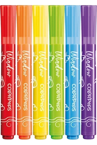 Color Peps Keçeli Cam Boyası Kalemi + Fiber Bez 6 Renk 3154148448204