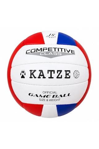 Katze Competitive Voleybol Topu El Dikişli Renkli Beyaz - Kırmızı - Mavi