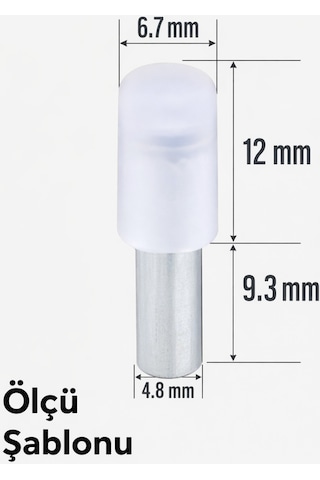 Plastik Başlı Geçmeli Metal Raf Altı Pimi Dolap İçi Raf Tutucu Çivisi Beyaz 50 Adet Beyaz