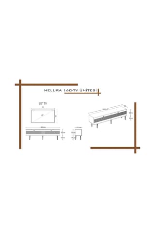 Melura Tv Ünitesi - Tv Sehpası 160 Cm %100 Mdf Lake Ahşap Ayaklı Gri