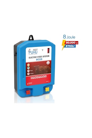 Puhu Ecos Eko Güneş Enerjili Elektrikli Çit Cihazı 8 Joule 60w Panel + 12v/42ah Jel Akü