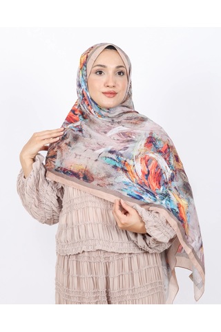 Luissa Bambu Kraş Şal Pastel Desen Bej