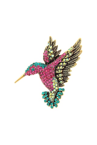 Trendooze Vintage Suntek Pin Hummingbird Hayvan Güzel Giyim Diamante Broş Qg Çok Renkli