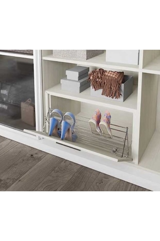 Starax İki Raflı Kapağa Monte Ayakkabılık Krom 60cm S-6141-c Çok Renkli