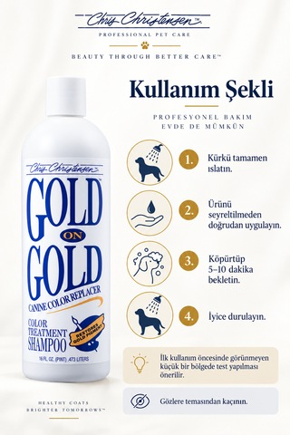 Chris Christensen Gold On Gold Sarı Ve Kahverengi Tonlar İçin Kürk Renk Onarıcı Kedi Ve Köpek Şampuanı 473 Ml