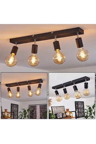 Riolight Modern Siyah 4xe27 Mafsallı Hareketli Başlık Glop Ampul Hariç Metal Spot Avize Siyah