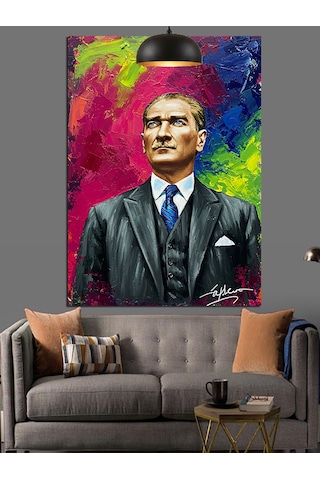 Modern Mustafa Kemal Atatürk Portresi Dekoratif Kanvas - Mdf Ahşap Tablo