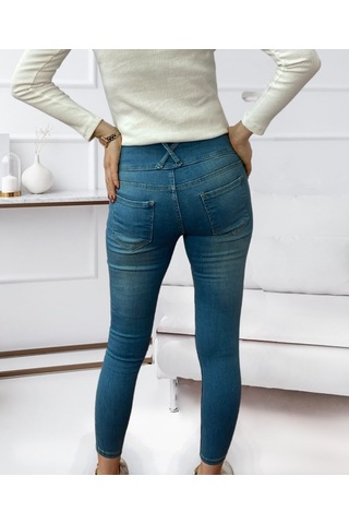 Simala Yüksek Bel Likralı Jean Pantolon 90 Cm Yeşil