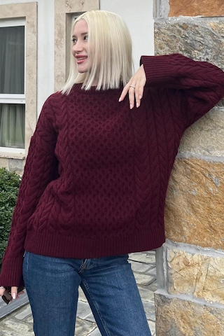 Madmext Bordo Bisiklet Yaka Örme Triko Kazak Mg2262 Bordo