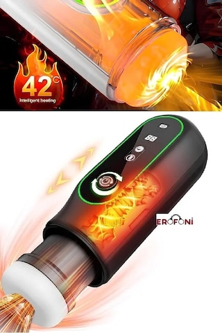 Erofoni Sıcaklık Ayarlı Otomatik İleri Geri Hareketli Emiş Özellikli 31 CM Usb Teknolojik Suni Vajina Mastürbatör