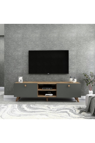 Dekorosso Veco Tv Ünitesi Ayaklı Ceviz-Antrasit