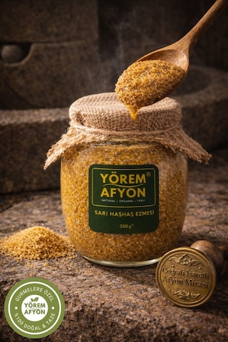 Yörem Afyon Meşhur Afyonkarahisar Taş Değirmende Öğütülmüş Cam Sarı Haşhaş Ezmesi 350gr.