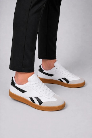 Ht Hotin Jetta Erkek Casual Sneaker Kauçuk Taban - Beyaz-siyah-taba