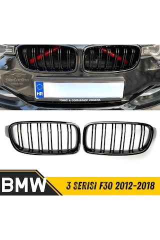 Bmw 3 Serisi F30 2012-2018 Uyumlu Ön Panjur Böbrek M3 Görünüm Izgara Çift Çizgi İthal Piano Black 1.sınıf Sağ Sol Takım