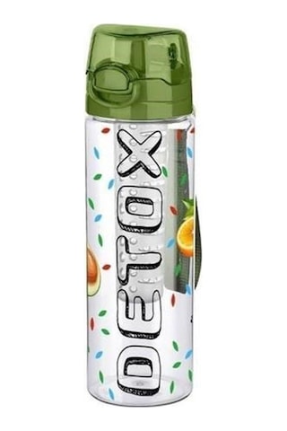 Tutma Saplı Kilitli Kendiliğinden Süzgeçli Kolay Taşınabilir Detoks Sporcu Diyet Matarası Şeffaf