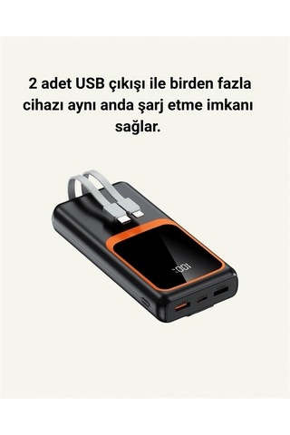 Dijital Ekranlı 20.000 Mah Powerbank 22.5w Hızlı Şarj + Çoklu Bağlantı Seçeneği Çok Renkli 99248879