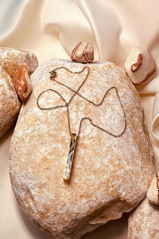 İtalyan Model Siyah İşlemeli Gold Silver Renk Çelik Kadın Zincir Kolye Altın