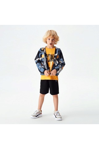 Xo Kids P-003937 Nk 62701 Erkek Fırst Şort 8-14 Yaş Antrasit - Yeşil