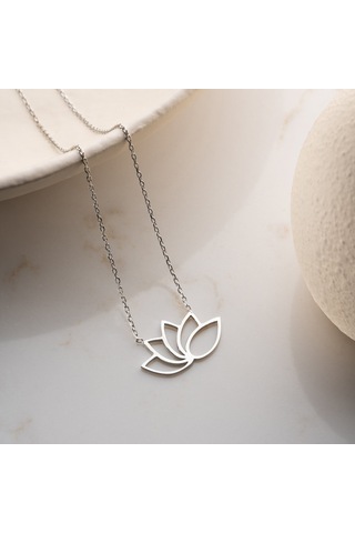 Vaoov 925 Ayar Gümüş Modern Lotus Çiçeği Kolye Gümüş