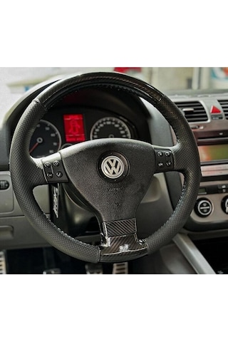 Volswagen Golf 5-polo Araca Özel Dikmeli Direksiyon Kılıfı Microfiber Carbon-noktalı Siyah