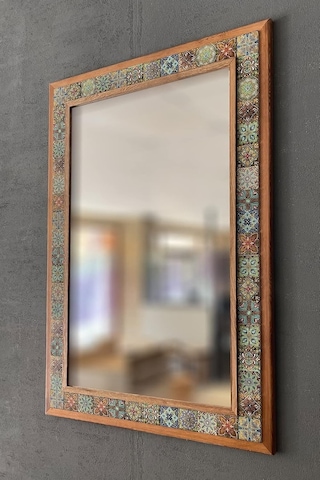 Oscar Stone Decor Ahşap Çerçeveli Mozaik Taş Mermer Ayna 63x93 Cm Morocco-etnik Desenli Genel