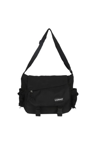 Dofolink Siyah Nylon Tek Askılı Çanta - Geniş Hacimli, Zip Açılışlı, Sokak Tarzı Postacı Çantası Öğrencilere Uygun Siyah