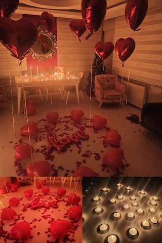 Sevgili Set Kuru Gül Yaprağı,banner,20 Kalp Balon,20 Beyaz Mum Ro