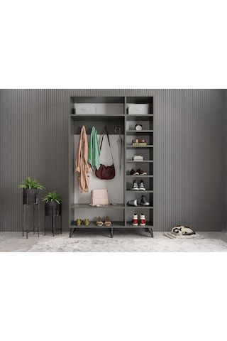 Robe Membran 3 Kapaklı Portmanto Montaj Dahil Füme Beyaz 120 Cm