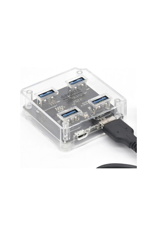 Sones Usb2.0 4'ü 1 Arada Çok İşlevli Masaüstü Kare Şeffaf Hub