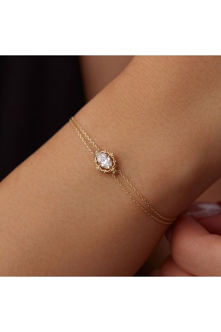 14 Ayar Altın Vintage Bileklik 17+2 Cm Yeni T14293 Renkli