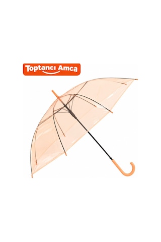 Toptancı Amca 90 Cm Çap 70 Cm Baston Boy Şeffaf Renkli Yağmur Şemsiyesi Mavi Görseldeki Gibi